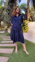Navy Blue Shirt Dress With Waist Coat